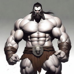 A white Goliath, muscular Barbarian with warpaint