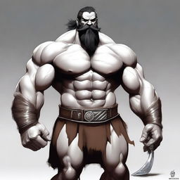 A white Goliath, muscular Barbarian with warpaint