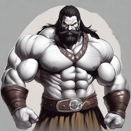 A white Goliath, muscular Barbarian with warpaint