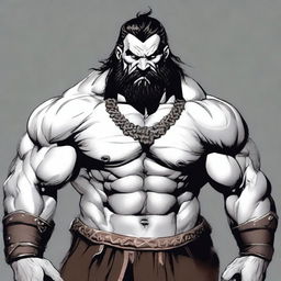 A white Goliath, muscular Barbarian with warpaint