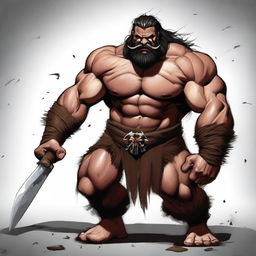 A Goliath in a state of rage, muscular Barbarian with warpaint