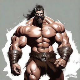 A Goliath in a state of rage, muscular Barbarian with warpaint