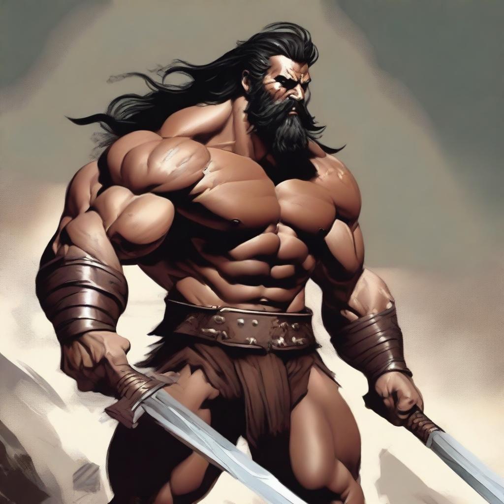 A Goliath in a state of rage, muscular Barbarian with warpaint