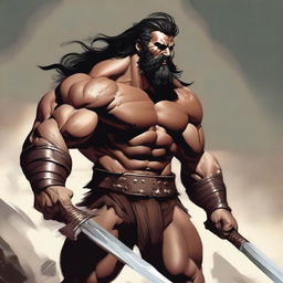 A Goliath in a state of rage, muscular Barbarian with warpaint