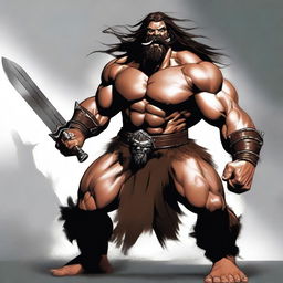 A Goliath in a state of rage, muscular Barbarian with warpaint