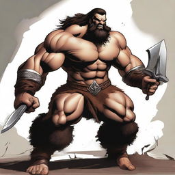 A Goliath in a state of rage, muscular Barbarian with warpaint