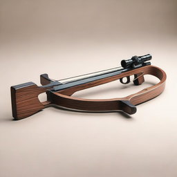 A crossbow made from sturdy, dark-stained oak