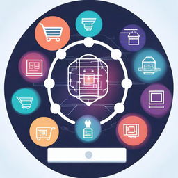 Create an image that illustrates the role of artificial intelligence in E-commerce