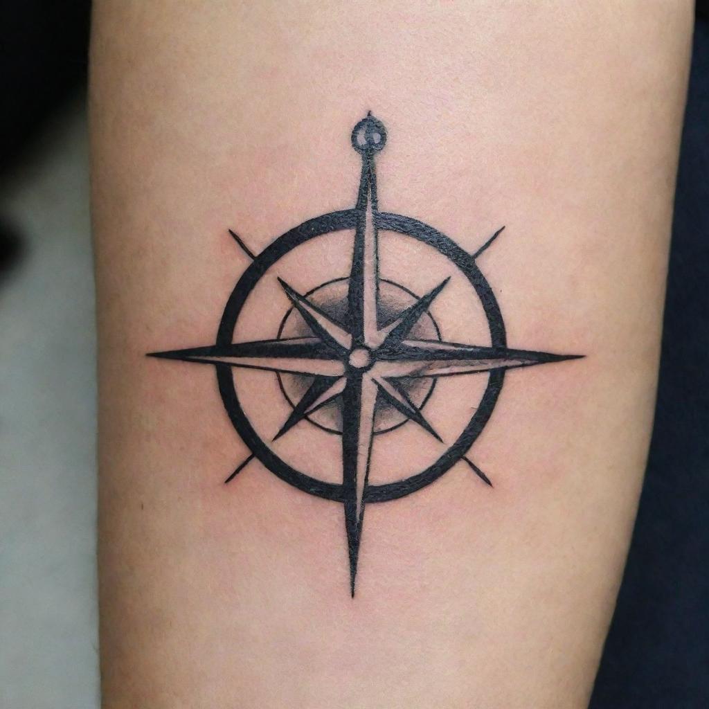 Design a minimalistic maritime tattoo featuring simple symbols like a nautical compass, an anchor, or a ship silhouette.