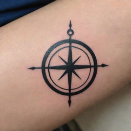 Design a minimalistic maritime tattoo featuring simple symbols like a nautical compass, an anchor, or a ship silhouette.