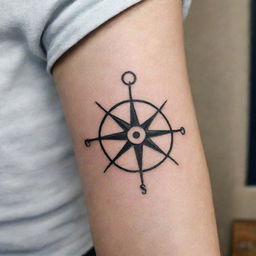 Design a minimalistic maritime tattoo featuring simple symbols like a nautical compass, an anchor, or a ship silhouette.