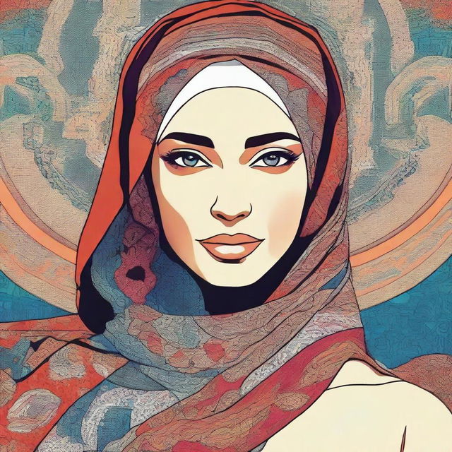 A beautiful illustration of a woman wearing a hijab