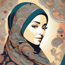 A beautiful illustration of a woman wearing a hijab