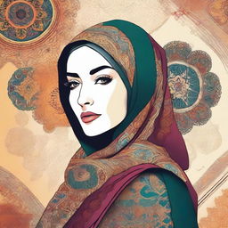 A beautiful illustration of a woman wearing a hijab