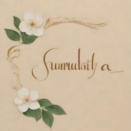 A calligraphy of the name 'Kumuditha' in elegant, flowing script against a background of delicate floral motifs.