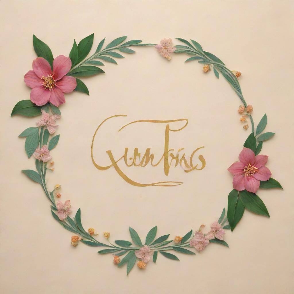 A calligraphy of the name 'Kumuditha' in elegant, flowing script against a background of delicate floral motifs.