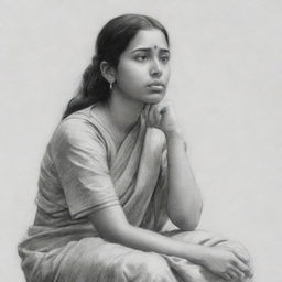 A realistic pencil drawing of an individual, representing the person who named 'Kumuditha Niyomal', showcasing them in a contemplative pose.