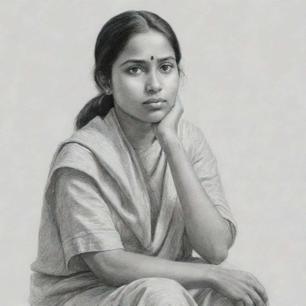 A realistic pencil drawing of an individual, representing the person who named 'Kumuditha Niyomal', showcasing them in a contemplative pose.