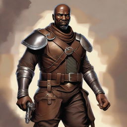 A middle-aged African American male bandit gang leader in a fantasy art style