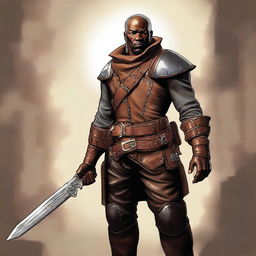 A middle-aged African American male bandit gang leader in a fantasy art style