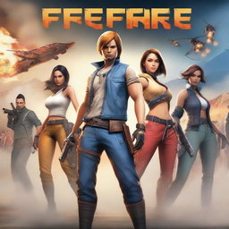 A thrilling and immersive depiction of Garena Free Fire, featuring characters in intense combat scenarios