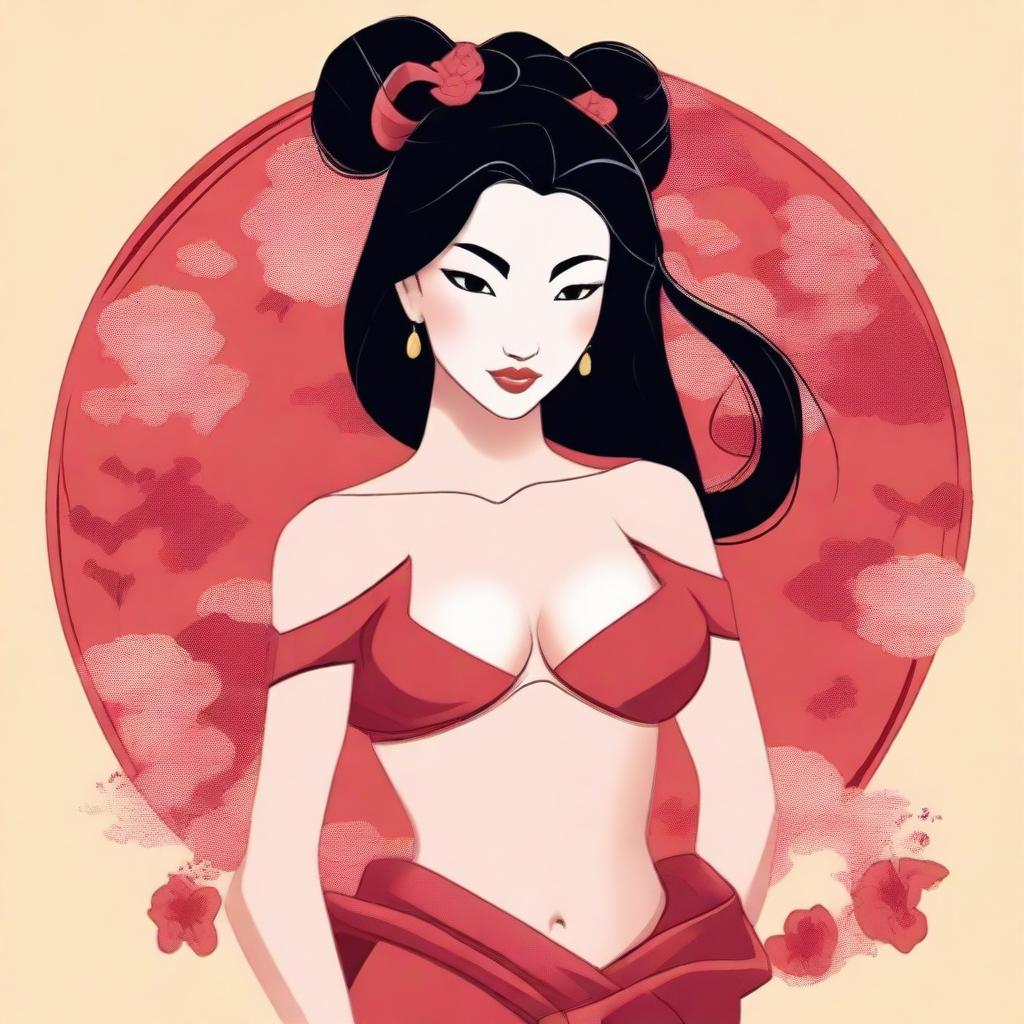 Create an image featuring Disney's Mulan in a sexy lingerie outfit