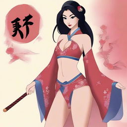 Create an image featuring Disney's Mulan in a sexy lingerie outfit