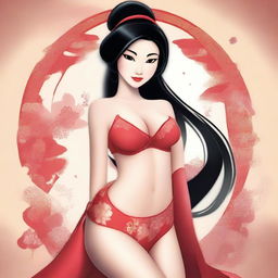 Create an image featuring Disney's Mulan in a sexy lingerie outfit