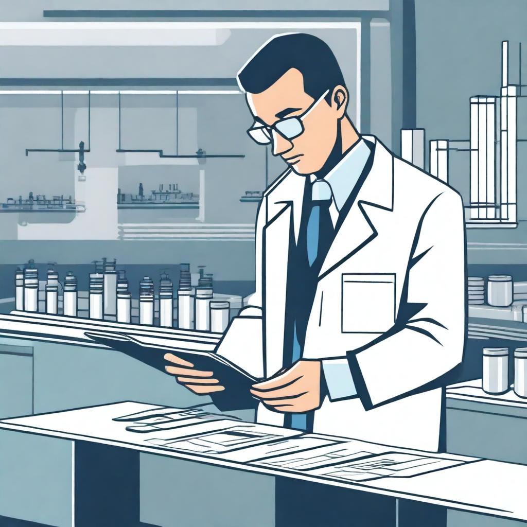 A detailed illustration of a quality inspector at work