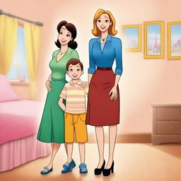 A Disney-style movie poster titled 'Step Mom' featuring a hot step mom in a skirt standing next to her step son