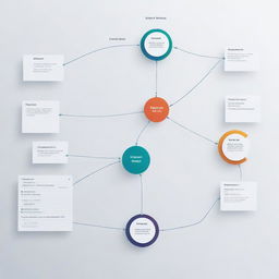 Show an abstract visualization of Revenue Cycle Management process with connections and quiz elements integrated.