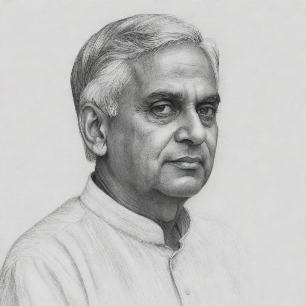 A detailed pencil sketch of a person, embodying the individual who named 'Ranil', depicted in a serene and reflective pose.