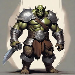 A large male orc from the Eberron universe, depicted as a fierce barbarian