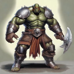 A large male orc from the Eberron universe, depicted as a fierce barbarian