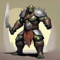 A large male orc from the Eberron universe, depicted as a fierce barbarian