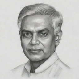 A detailed pencil sketch of a person, embodying the individual who named 'Ranil', depicted in a serene and reflective pose.