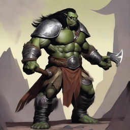 A large male orc from the Eberron universe, depicted as a barbarian