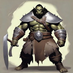 A large male orc from the world of Eberron, depicted as a barbarian