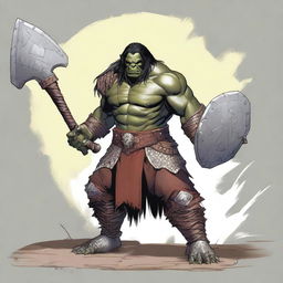 A large male orc from the Eberron universe, depicted as a barbarian