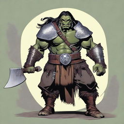 A large male orc from the Eberron universe, depicted as a barbarian