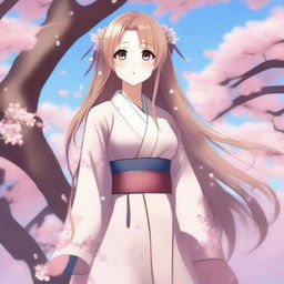 A beautiful anime-style waifu character with long flowing hair, big expressive eyes, and a cute outfit