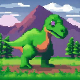 Create a pixel art image of a dinosaur