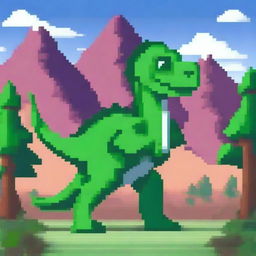 Create a pixel art image of a dinosaur