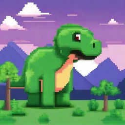 Create a pixel art image of a dinosaur