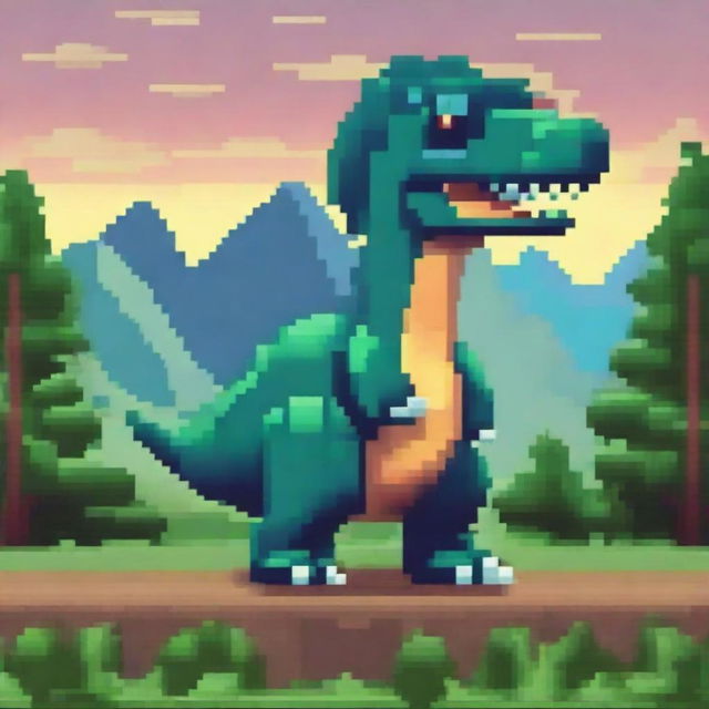 Create a pixel art image of a dinosaur