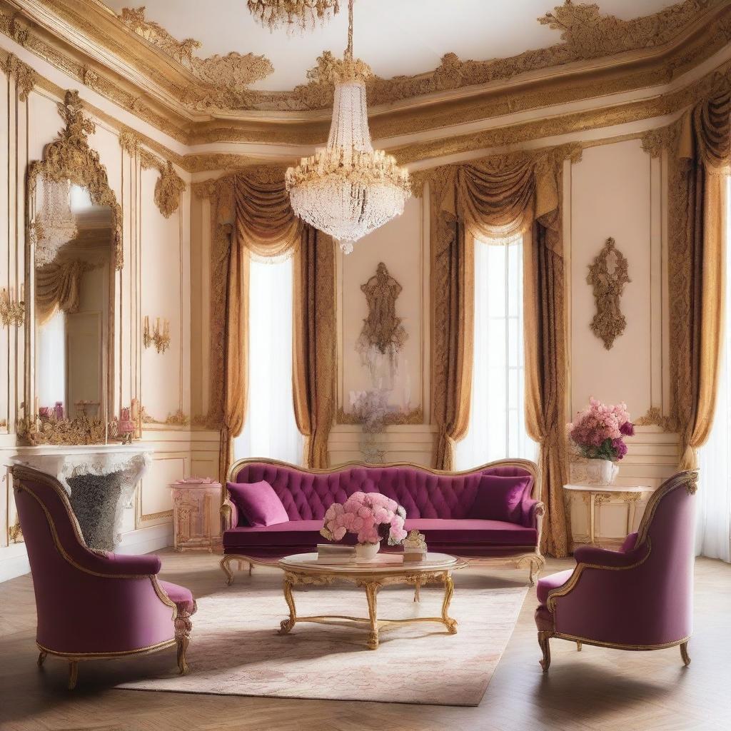 A luxurious feminine living room inspired by the Schönbrunn Palace and Palais Kinsky