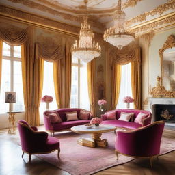 A luxurious feminine living room inspired by the Schönbrunn Palace and Palais Kinsky