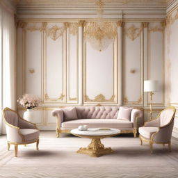 A simplified feminine living room inspired by the Schönbrunn Palace and Palais Kinsky