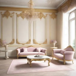 A simplified feminine living room inspired by the Schönbrunn Palace and Palais Kinsky