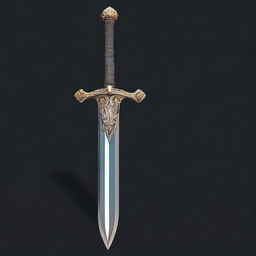 A detailed and ornate sword with a gleaming blade, intricate hilt design, and an ancient, mystical aura